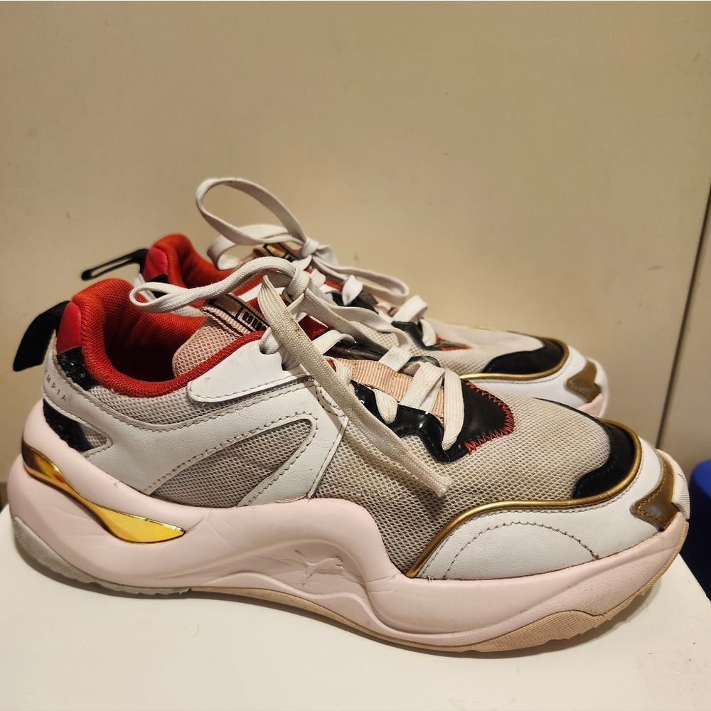 Puma x Charlotte Olympia "Rise" Thick Sole Mesh/Leather Sneakers Sz.7.5 Ret.$169